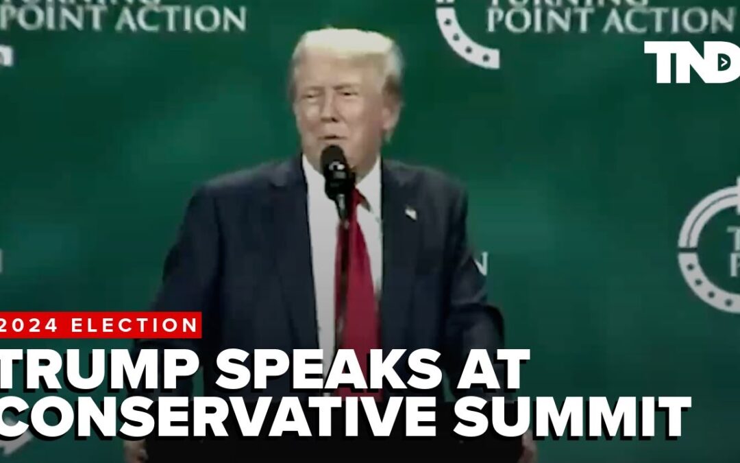 Trump speaks at Turning Point Action summit in Florida, removes final bandage from shooting injury